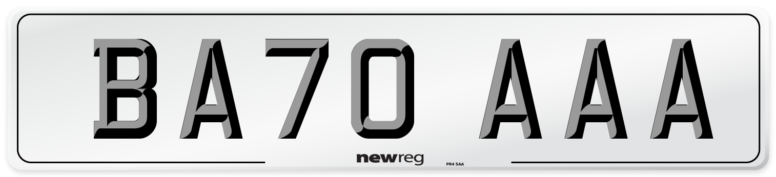 BA70 AAA Number Plate from New Reg